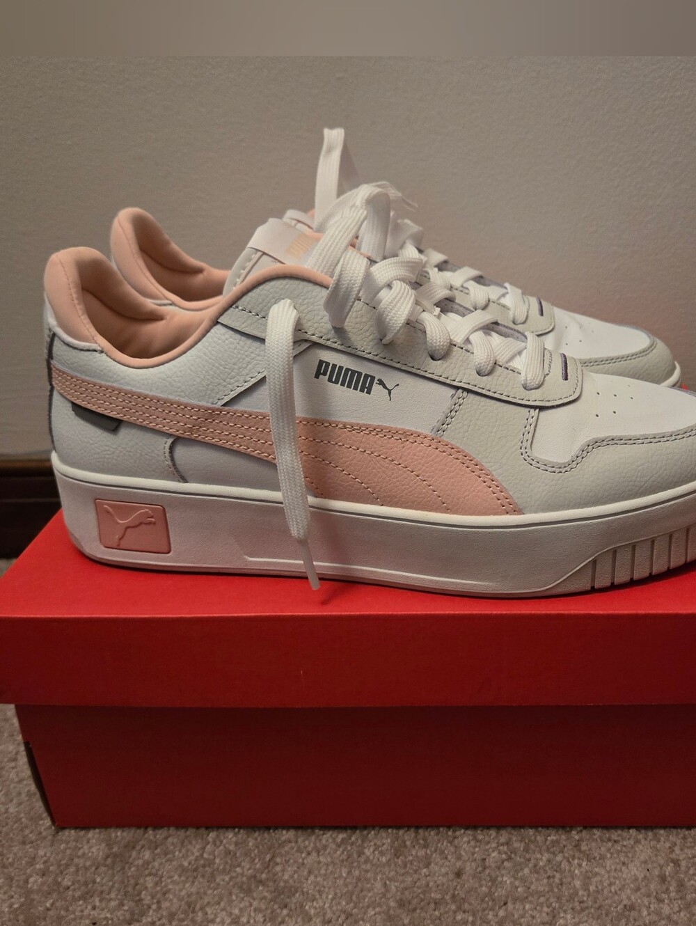 PUMA Women's Platform Sneakers - White & Light Pink